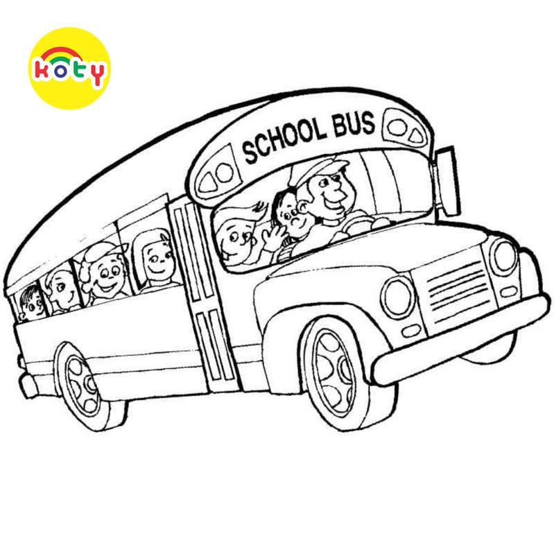 Tranh Tô Màu School bus, xe buýt - Bộ 10 Tờ Tranh Tô Màu Dành Cho Màu Sáp, Màu Chì - TRANH TÔ MÀU KOTY 4 images upload woo2F00df8d25f85b4b9998d4c0f69ef21691