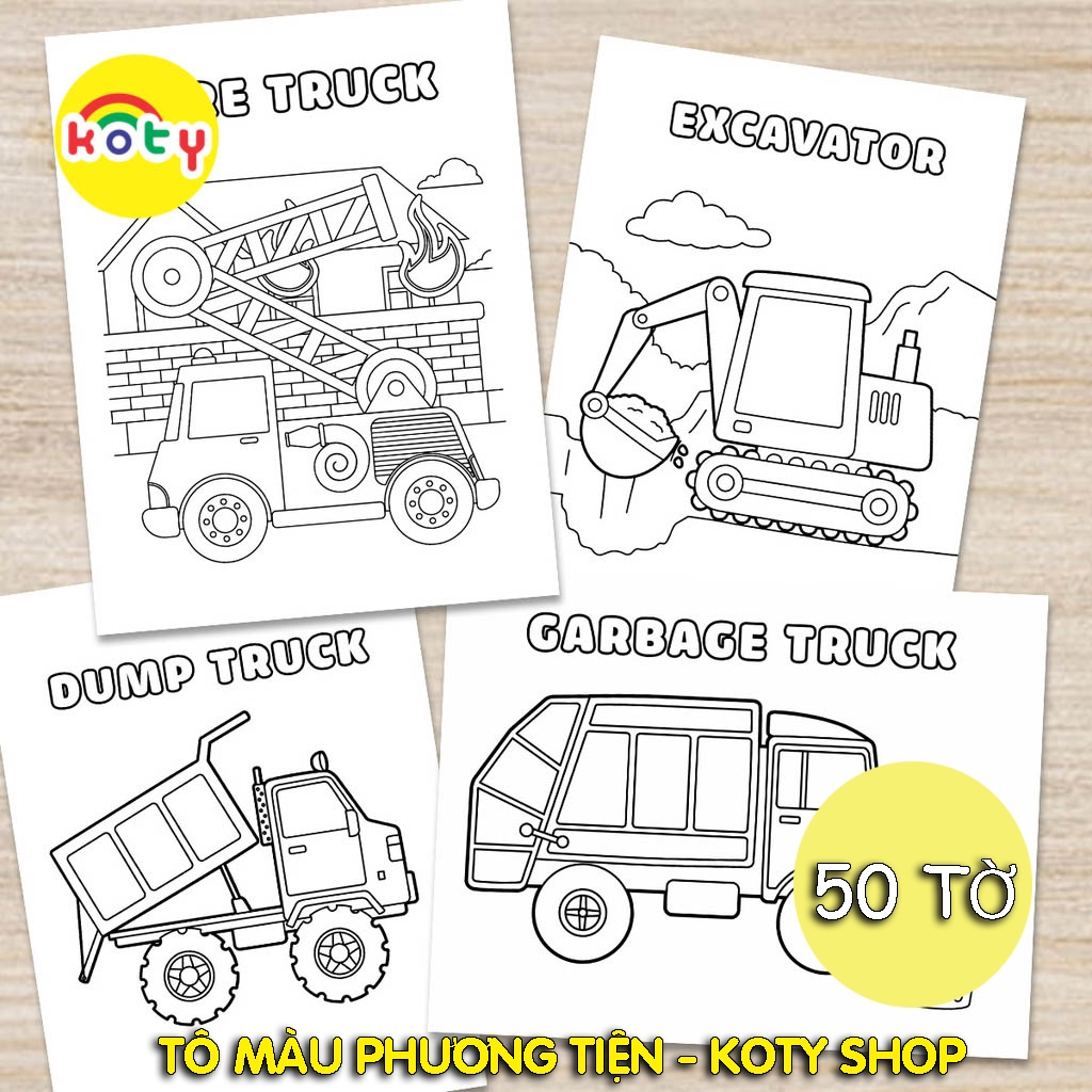 TRANH TÔ MÀU CHO BÉ - 50 tờ tô màu Chủ đề Xe, máy bay, tàu thuyền, phương tiện giao thông mã TM08 3 images upload woo2F018a372705f8fb6158a8b2cb2e2365d7