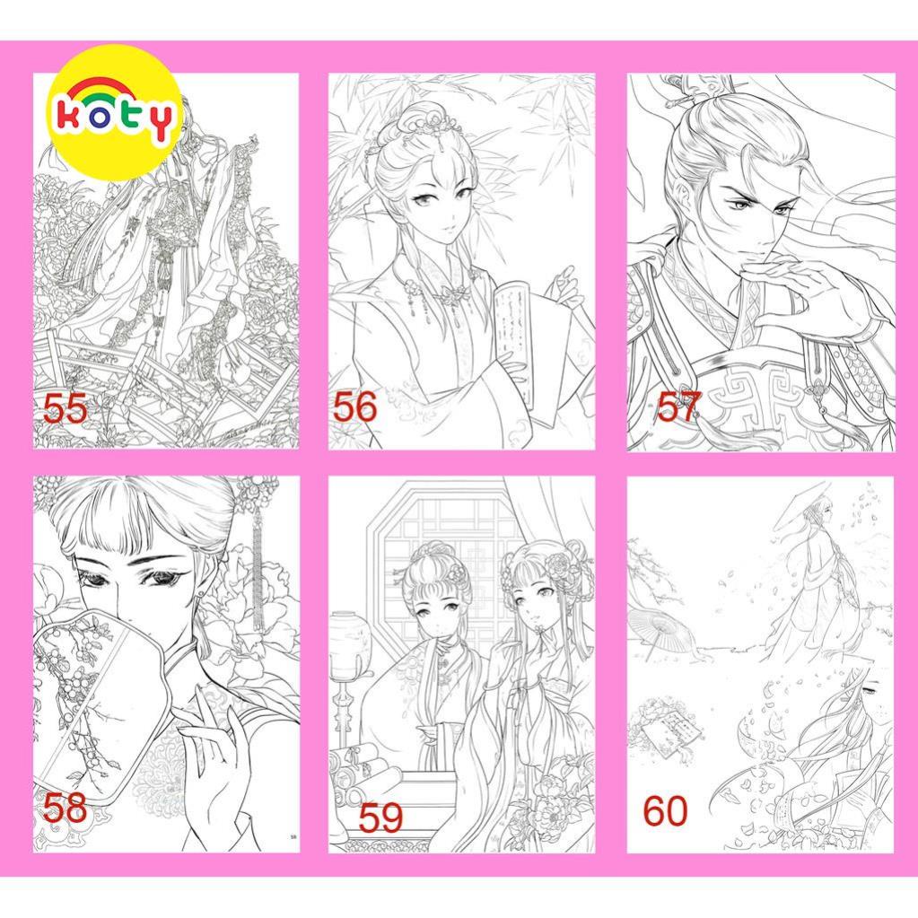 Bộ 50 Tranh tô màu nội dung Manga, Manhua cổ trang khổ A4 Tuỳ chọn phân loại 3 images upload woo2F01aa824e2e48895c0656e85b914bc734