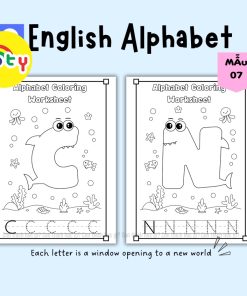 Tranh Tô Màu Chữ Cái Tiếng Anh [MẪU07]- Set 26 Tranh