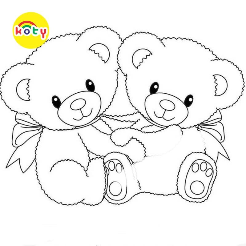 Tranh Tô Màu Gấu bông Teddy Bear - Bộ 20 Tờ Tranh Tô Màu A4 A5 Dành Cho Màu Sáp, Màu Chì - TRANH TÔ MÀU KOTY 8 images upload woo2F09a37f1173464221f3a4abb33617671d