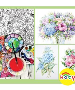 line art tô màu tranh hoa combo 10 tranh giấy TM2052