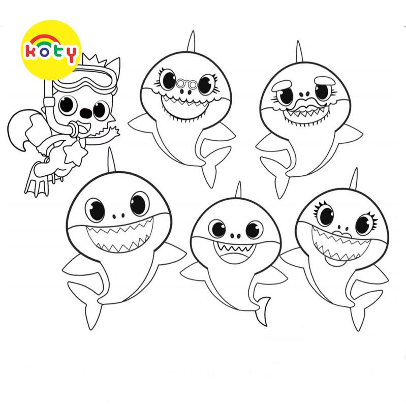 Tranh Tô Màu Baby Shark - Bộ 10 Tờ Tranh Tô Màu A4 A5 Dành Cho Màu Sáp, Màu Chì - TRANH TÔ MÀU KOTY 4 images upload woo2F0a36b98a67a81f3217ca92a8ab852679