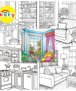 Phòng (Room) - Set 10 Tờ Tranh Tô Màu A4 A5 Dành Cho Màu Sáp, Màu Chì - MANGA COMIC ANIME tô màu