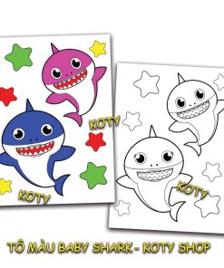 Tranh tô màu hình BABY SHARK vui nhộn - Set 10 Tranh TM2018