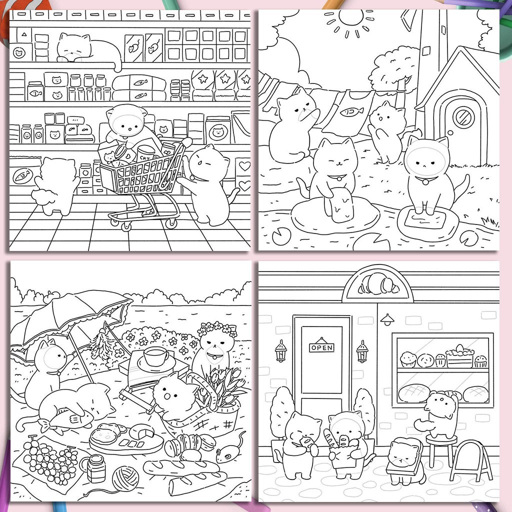 Bộ 50 Tờ Tranh Tô Màu Gia Đình Mèo Cute - Đồ chơi giấy KOTY 2 images upload woo2F0fdd8fca007ff96d015bf3a4650c443a