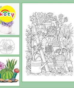 Bộ12 tranh tô màu chủ đề xương rồng giấy dầy đẹp thích hợp nhiều chất liệu màu TM123