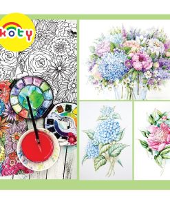 line art tô màu tranh hoa ( combo 5 tranh) giấy dầy đẹp TM117