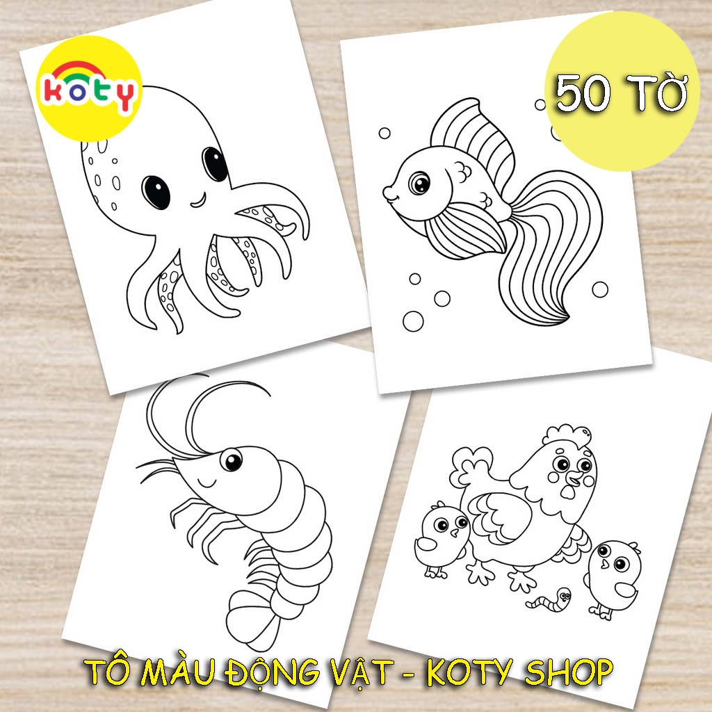 TRANH TÔ MÀU CHO BÉ - 50 tờ tô màu Chủ đề Động Vật TM10 2 images upload woo2F1eaefd518eba73d91c422fa2ca7831d0