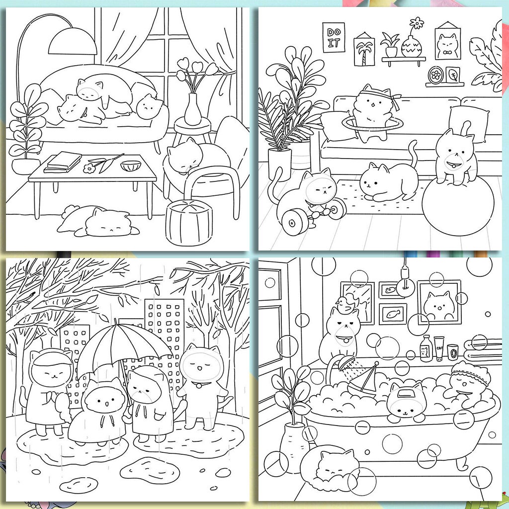 Bộ 50 Tờ Tranh Tô Màu Gia Đình Mèo Cute - Đồ chơi giấy KOTY 3 images upload woo2F22de2c4f3fbcfaf5cab1a177c55cbd3e