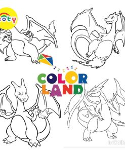 Tranh Tô Màu Pokemon Charizard - Bộ 10 Tờ Tranh Tô Màu Dành Cho Màu Sáp, Màu Chì - TRANH TÔ MÀU KOTY