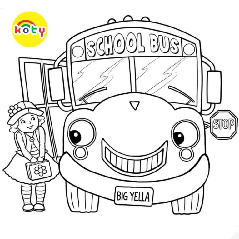 Tranh Tô Màu School bus, xe buýt - Bộ 10 Tờ Tranh Tô Màu Dành Cho Màu Sáp, Màu Chì - TRANH TÔ MÀU KOTY 5 images upload woo2F2788267e7f1c807549d0702b52e899a0