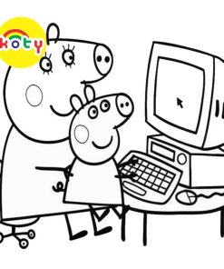 Heo Peppa - Set 10 Tờ Tranh Tô Màu Kích Thước A4 A5 Dành Cho Màu Sáp, Màu Chì - MANGA ANIME COMIC tô màu