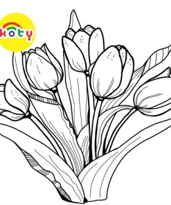 Hoa Tulip - Set 20 Tờ Tranh Tô Màu A4 A5 Dành Cho Màu Sáp, Màu Chì - MANGA ANIME COMIC Tô màu