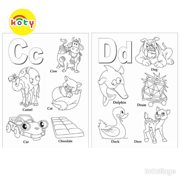 Tranh Tô Màu (Bảng dọc) Bảng chữ cái tiếng anh Alphabet tô màu A4 A5 Dành Cho Màu Sáp, Màu Chì - TRANH TÔ MÀU KOTY 2 images upload woo2F326d109f56dacabc66153a582c21abcb