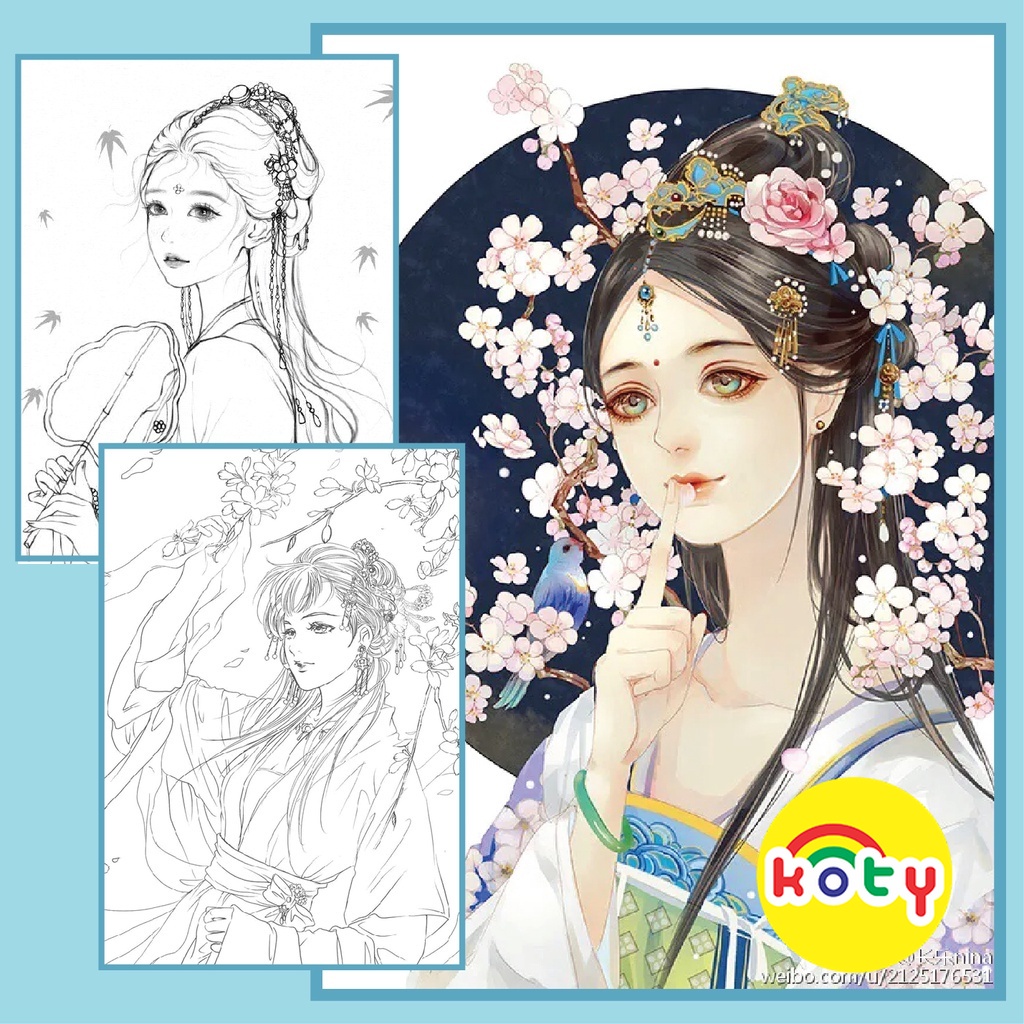 Tranh tô màu nước lineart anime chân dung trung quốc bộ 10 tranh giấy 1 images upload woo2F399bfc6ab662de01d9940fa0746aeb05