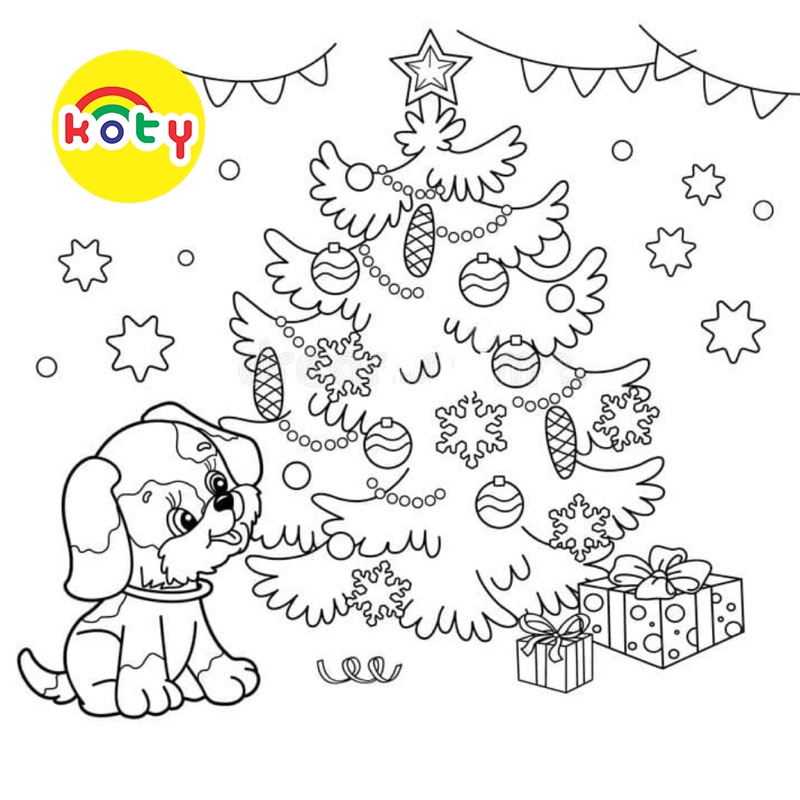 Chó con, Cún trong ngày Giáng Sinh, Noel - Set 10 Tờ Tranh Tô Màu A4 A5 Cho Màu Sáp, Màu Chì - MANGA ANIME COMIC tô màu 5 images upload woo2F3e04e60d7f8005e6eb126e9488f026dc