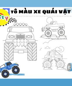Tranh Tô Màu Xe Quái Vật - Set 10 tranh