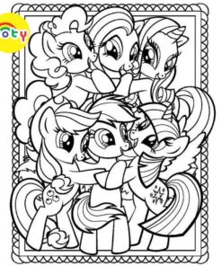 Bộ 50 Tờ Tranh Tô Màu Ngựa Pony, Kì Lân Cho Bé Size A5 Màu Sáp, Màu Chì - Đồ chơi giấy KOTY
