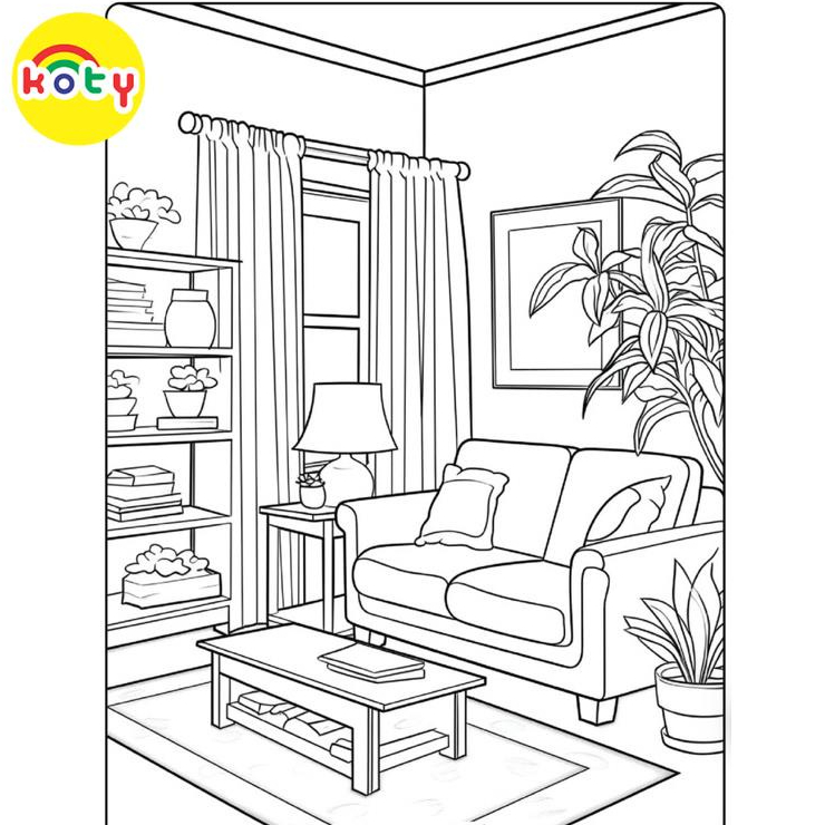 Tranh Tô Màu Phòng (Room) - Bộ 10 Tờ Tranh Tô Màu A4 A5 Dành Cho Màu Sáp, Màu Chì - TRANH TÔ MÀU KOTY 8 images upload woo2F446cda52cea130509059934c4e2b1d3d