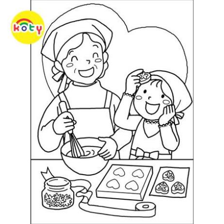 Bộ 50 Tờ Tranh Tô Màu Chủ Đề Gia Đình, Yêu Thương - Đồ chơi giấy KOTY TM504 1 tranh tô màu chủ đề gia đình cho bé trẻ em
