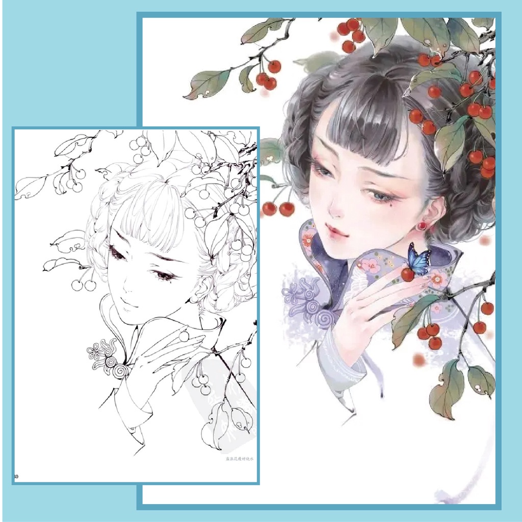 Tranh tô màu nước lineart anime chân dung trung quốc bộ 10 tranh giấy 2 images upload woo2F496c92cde63a8673bb91b9a921c8291b