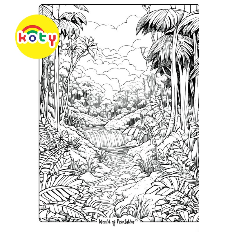 Khu rừng, rừng rậm (nhiều chi tiết) - Set 10 Tờ Tranh Tô Màu A4 A5 Dành Cho Màu Sáp, Màu Chì - TM166 8 images upload woo2F4c0008e489ca22d37c7b48c89f297c3d
