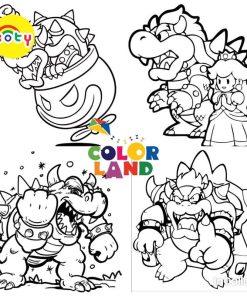 Tranh Tô Màu Bowser Mario - Bộ 20 Tờ Tranh Tô Màu Kích Thước A5 A4 Dành Cho Màu Sáp, Màu Chì - TRANH TÔ MÀU KOTY