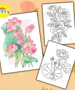 Set 50 Tờ Tranh Tô Màu Hình Bông Hoa Đơn Giản Tô Màu Sáp, Màu Chì - Tiệm Tô Màu