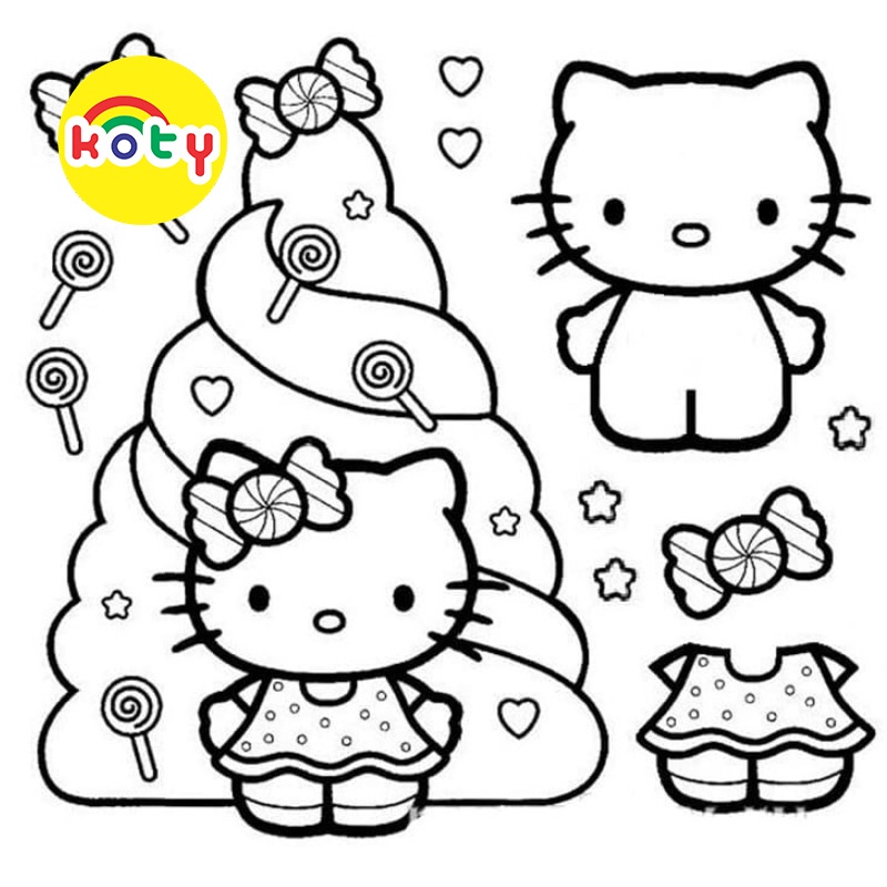 Hello Kitty Giáng Sinh Noel - Set 10 Tờ Tranh Tô Màu A4 A5 Dành Cho Màu Sáp, Màu Chì - TM2024 6 images upload woo2F4ff00b4276c17500e4c3daee940cda58