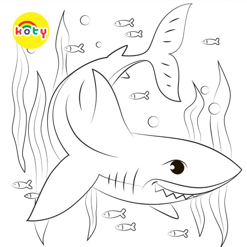 Tranh Tô Màu Shark Cá mập - Bộ 20 Tờ Tranh Tô Màu A4 A5 Dành Cho Màu Sáp, Màu Chì - TRANH TÔ MÀU KOTY TM2035 7 images upload woo2F54a63d2dc462cf946145366edb313e40