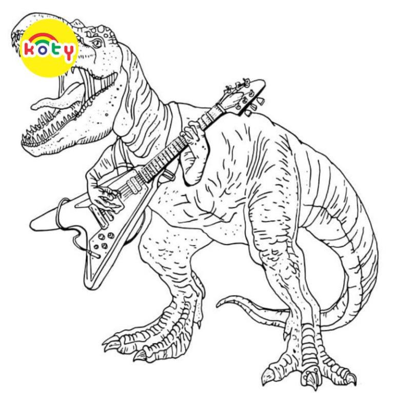 Tranh Tô Màu Khủng Long Bạo Chúa T-Rex - Bộ 20 Tờ Tranh Tô Màu A4 A5 Dành Cho Màu Sáp, Màu Chì - TRANH TÔ MÀU KOTY 5 images upload woo2F59bb8ea91c94ae3778324273f5771a15
