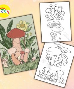 Set 50 Tờ Tranh Tô Màu Các Loại Nấm Tô Màu Sáp, Màu Chì - Tiệm Tô Màu