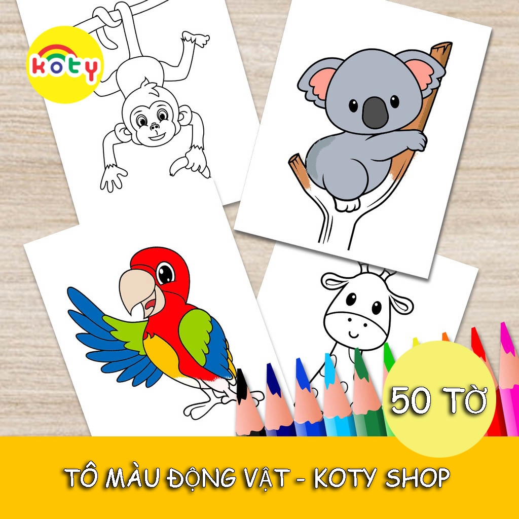 TRANH TÔ MÀU CHO BÉ - 50 tờ tô màu Chủ đề Động Vật TM10 4 images upload woo2F61d84f68285fd244d251db0e6f659c63