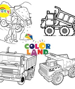 Tranh Tô Màu Xe ben, xe tải chở đá - Bộ 20 Tờ Tranh Tô Màu A4 A5 Dành Cho Màu Sáp, Màu Chì - TRANH TÔ MÀU KOTY