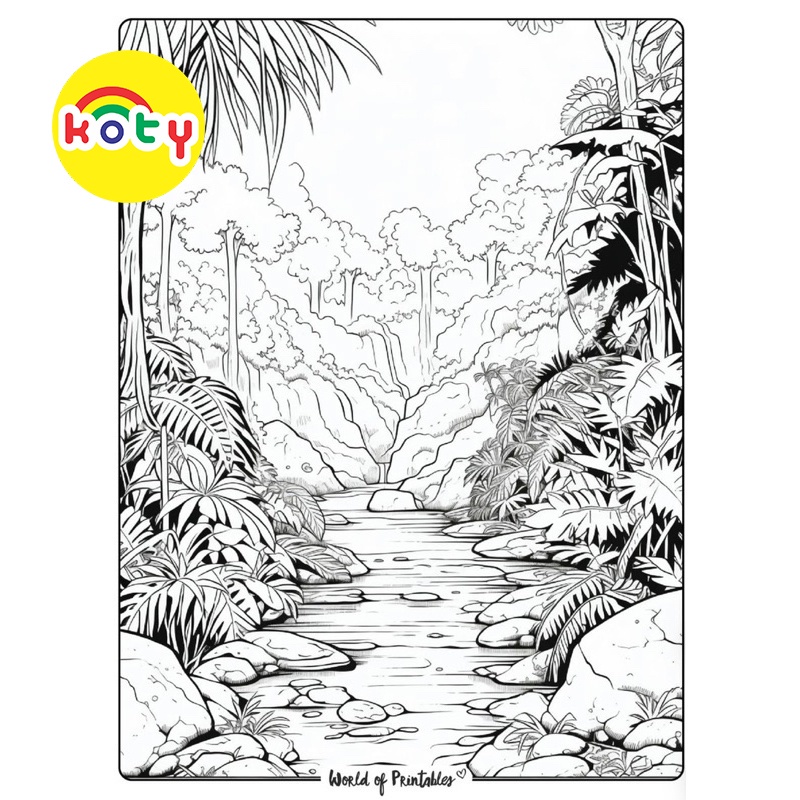 Khu rừng, rừng rậm (nhiều chi tiết) - Set 10 Tờ Tranh Tô Màu A4 A5 Dành Cho Màu Sáp, Màu Chì - TM166 7 images upload woo2F635e31aba73a9b9608f87048cad78f0d