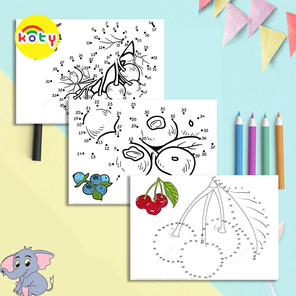 Bộ 45 Tranh Vẽ Nối Số Cho Bé Chủ Đề Các Loại Quả - Đồ Chơi Trẻ Em Giấy Thủ Công Trí Tuệ NS109 4 images upload woo2F635fdeb1321e3f30de77298deed77568