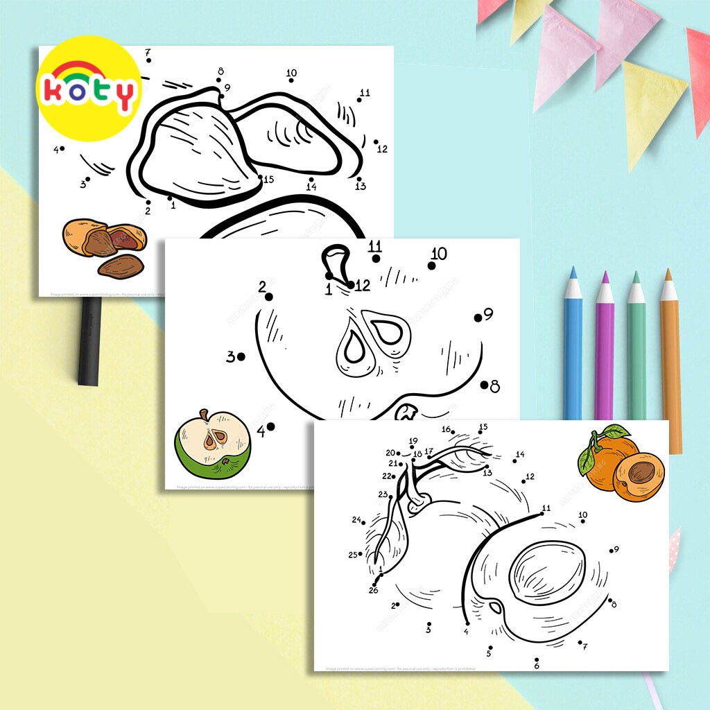 Bộ 45 Tranh Vẽ Nối Số Cho Bé Chủ Đề Các Loại Quả - Đồ Chơi Trẻ Em Giấy Thủ Công Trí Tuệ NS109 3 images upload woo2F67b3a8ff64ed52f2b54d5371b44630e3