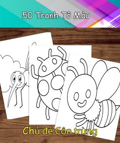 Bộ 50 Tranh Giấy Tô Màu Cho Bé Chủ Đề Côn Trùng - Đồ Chơi Giấy Thủ Công Phát Triển Trí Thông Minh TM05
