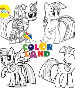 Tranh Tô Màu Twilight Sparkle Pony Unicorn - Bộ 10 Tờ Tranh Tô Màu A4 A5 Dành Cho Màu Sáp, Màu Chì - TRANH TÔ MÀU KOTY
