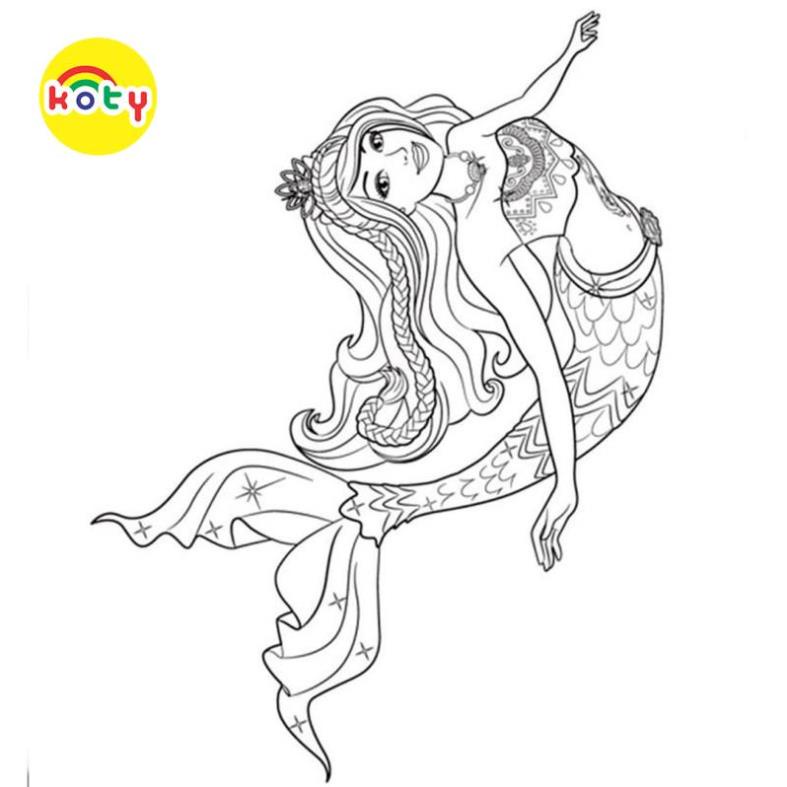 Tranh Tô Màu Nàng tiên cá Barbie - Bộ 10 Tờ Tranh Tô Màu A4 A5 Dành Cho Màu Sáp, Màu Chì - TRANH TÔ MÀU KOTY 4 images upload woo2F73aec2f96e689fcbbafaf7e51f5ae067