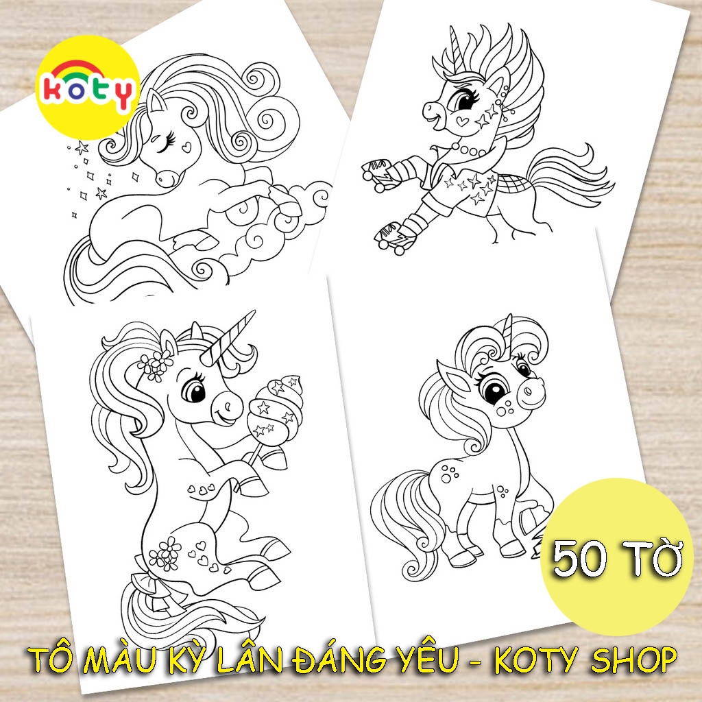 TRANH TÔ MÀU CHO BÉ - 50 tờ tô màu chủ đề Unicorn - kỳ lân dễ thương TM17 2 images upload woo2F750f6d0e6866bd2289f4e0a45b4f77c0