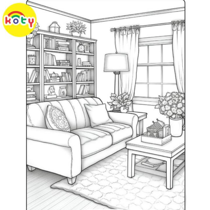 Tranh Tô Màu Phòng (Room) - Bộ 10 Tờ Tranh Tô Màu A4 A5 Dành Cho Màu Sáp, Màu Chì - TRANH TÔ MÀU KOTY 7 images upload woo2F793fcc8cce2a5d076890083e86776ec5