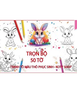 Bộ 50 Tranh Tô Màu Thỏ Phục Sinh Ngộ Nghĩnh Đáng Yêu Cho Bé Tập Tô Màu ST03