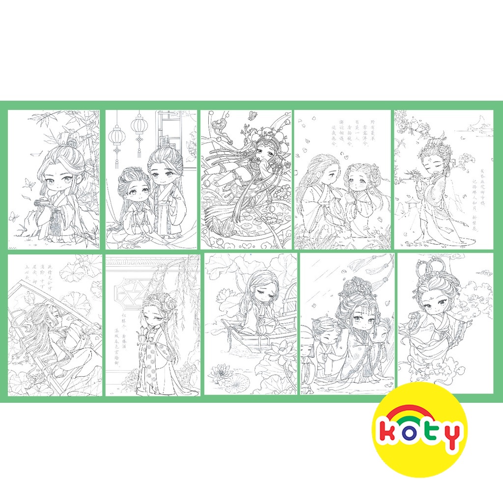 line art tranh tô màu nước cổ trang chibi combo 15 tranh giấy 4 images upload woo2F81d7679f6ca4219075765a824a08e149