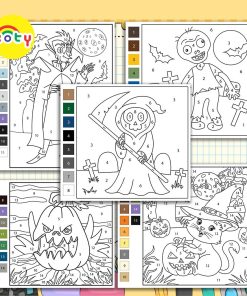 Tranh Số Hóa Tô Màu Halloween Biển 10 - 30 Tranh Giấy Khổ A5 Tô Màu Theo Số - Ngày Hội Hóa Trang - Giấy Dày Đẹp SH05