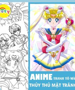 Bộ Tranh tô màu Anime Thủy Thủ Mặt Trăng được chọn mẫu - Dành cho các Fan của Thủy Thủ Mặt Trăng yêu thích sáng tạo