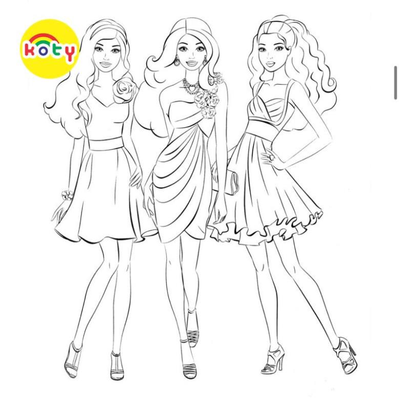 Tranh Tô Màu Búp bê Barbie - Bộ 10 Tờ Tranh Tô Màu A4 A5 Dành Cho Màu Sáp, Màu Chì - TRANH TÔ MÀU KOTY 8 images upload woo2F95bde006d5292c32fa9db090b483f109