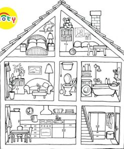 Tranh Tô Màu Dollhouse Ngôi nhà búp bê - Bộ 20 Tờ Tranh Tô Màu A4 A5 Dành Cho Màu Sáp, Màu Chì - TRANH TÔ MÀU KOTY