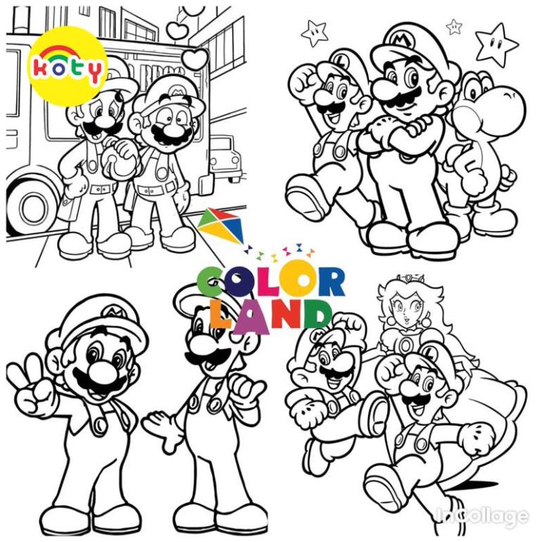 Tranh Tô Màu Mario và Luigi - Bộ 10 Tờ Tranh Tô Màu Dành Cho Màu Sáp, Màu Chì - TRANH TÔ MÀU KOTY 1 images upload woo2F9869a45f62ae949250b1f44aeea8b6e7